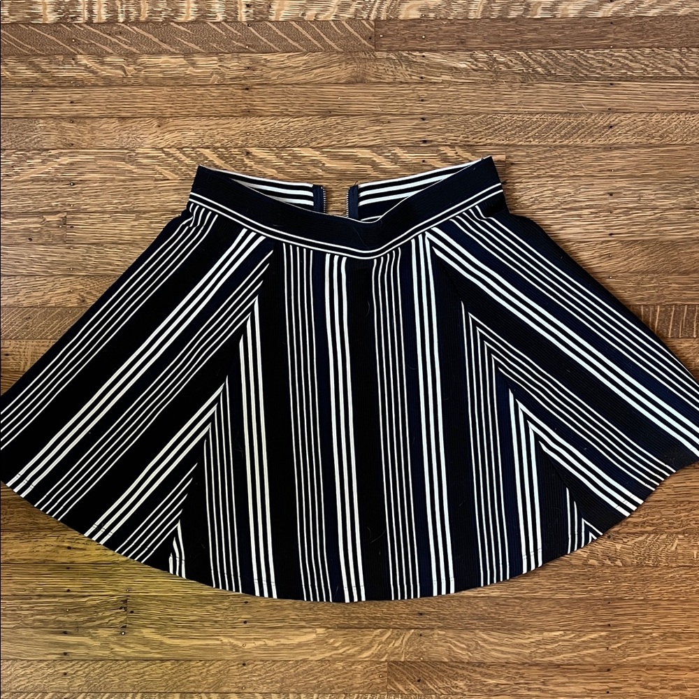 H&M Black and White Striped Skater Skirt